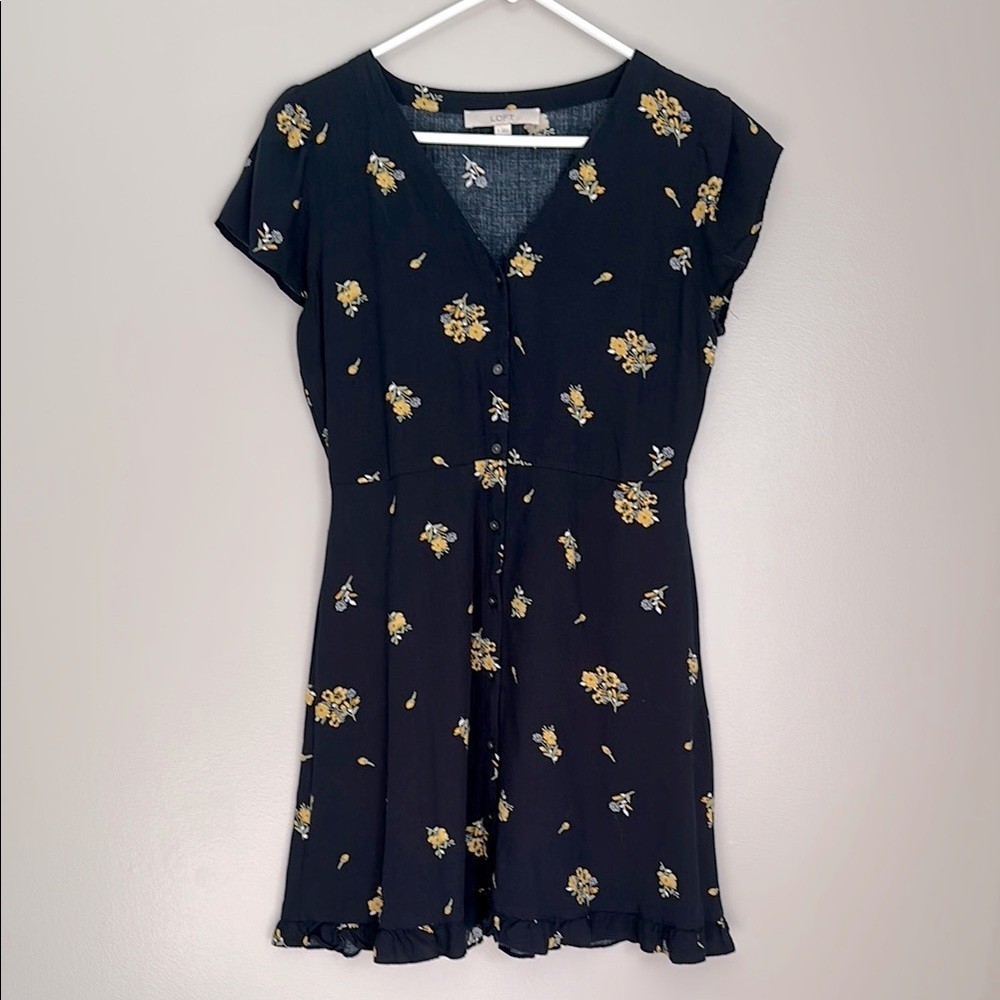 Loft Button Front Summer Floral Dress - Picture 2 of 5